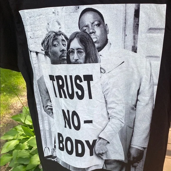 Black Graphic T-Shirt with Trust No Body Print - Picture 5 of 5